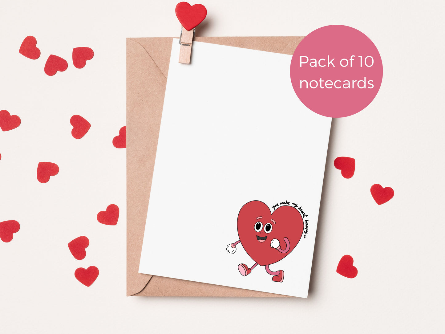 You Make My Heart Happy Stationery, Set of 10 Notecards Simply Happy Cards