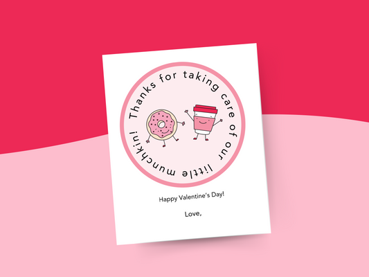 Taking Care of Our Munchkin Coffee & Donut Printable Valentine Cards Simply Happy Cards