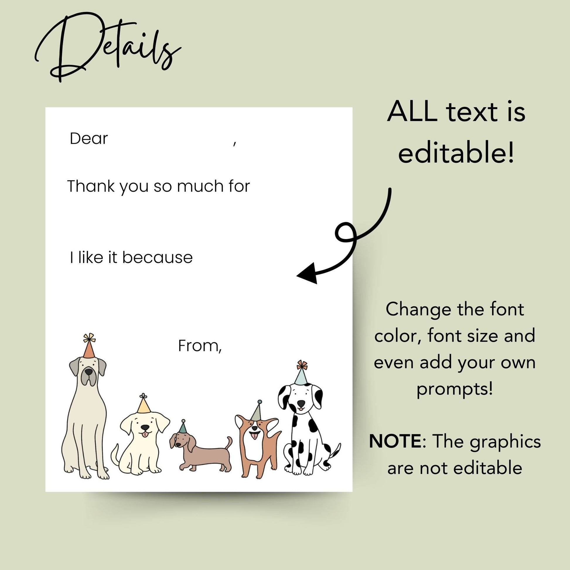 Editable Dog Birthday Thank You Card Template Simply Happy Cards