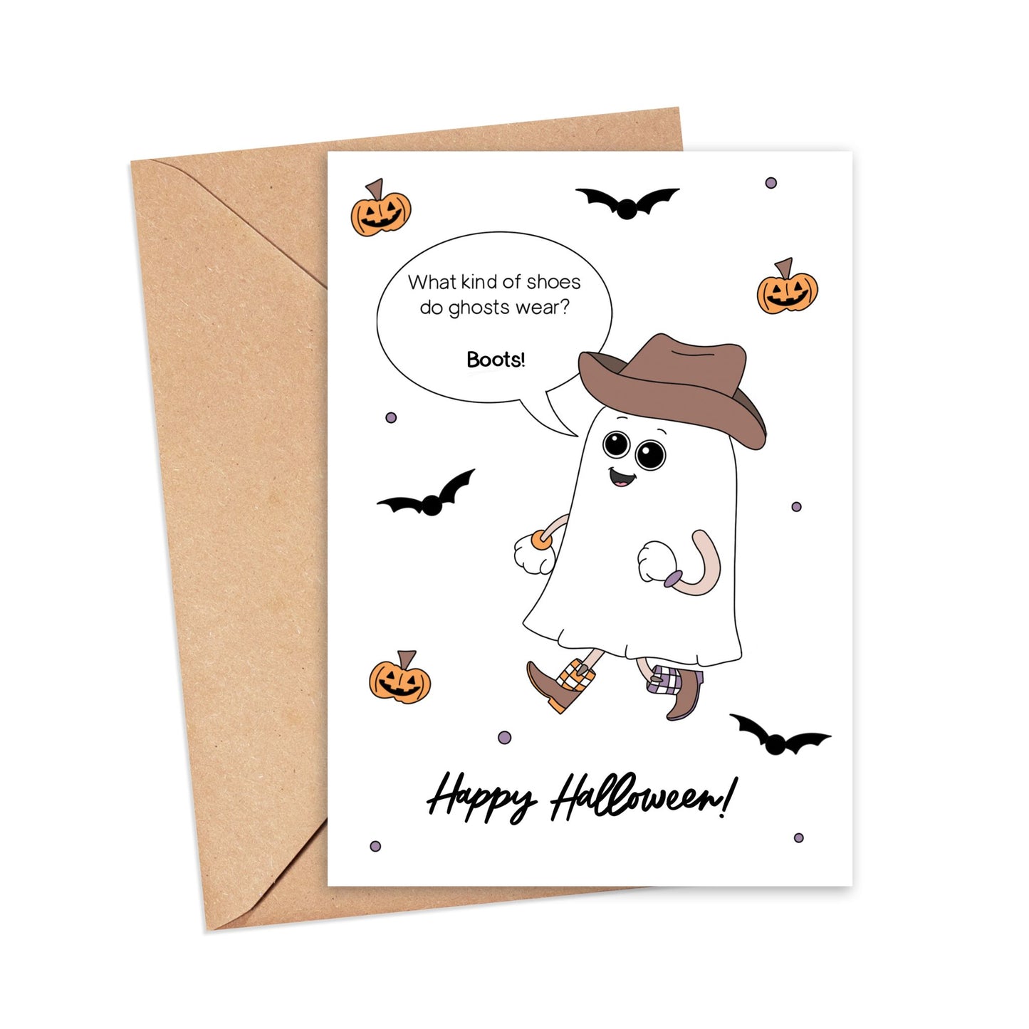 Funny Ghost in Boots Halloween Card Simply Happy Cards