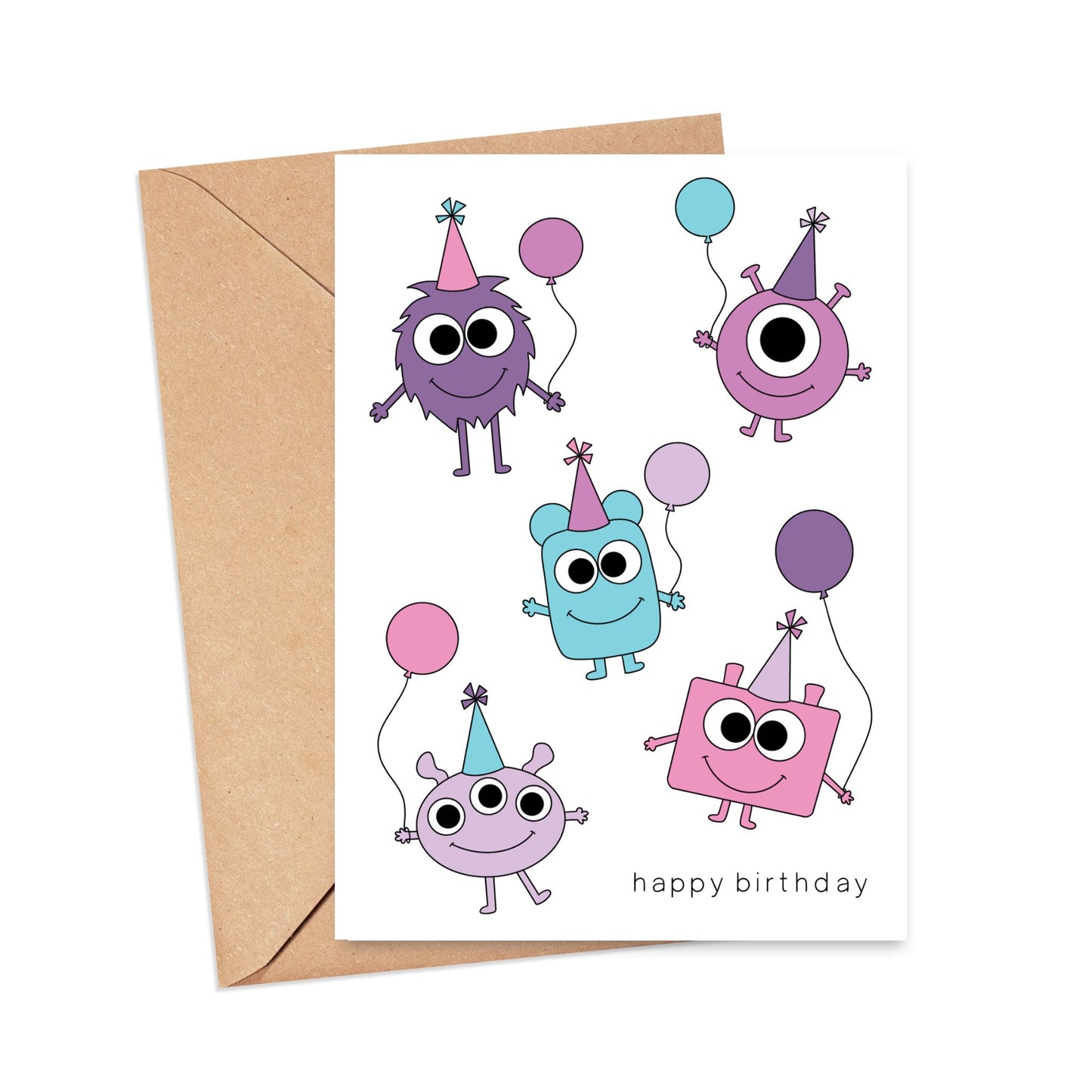 Purple Monster Birthday Card