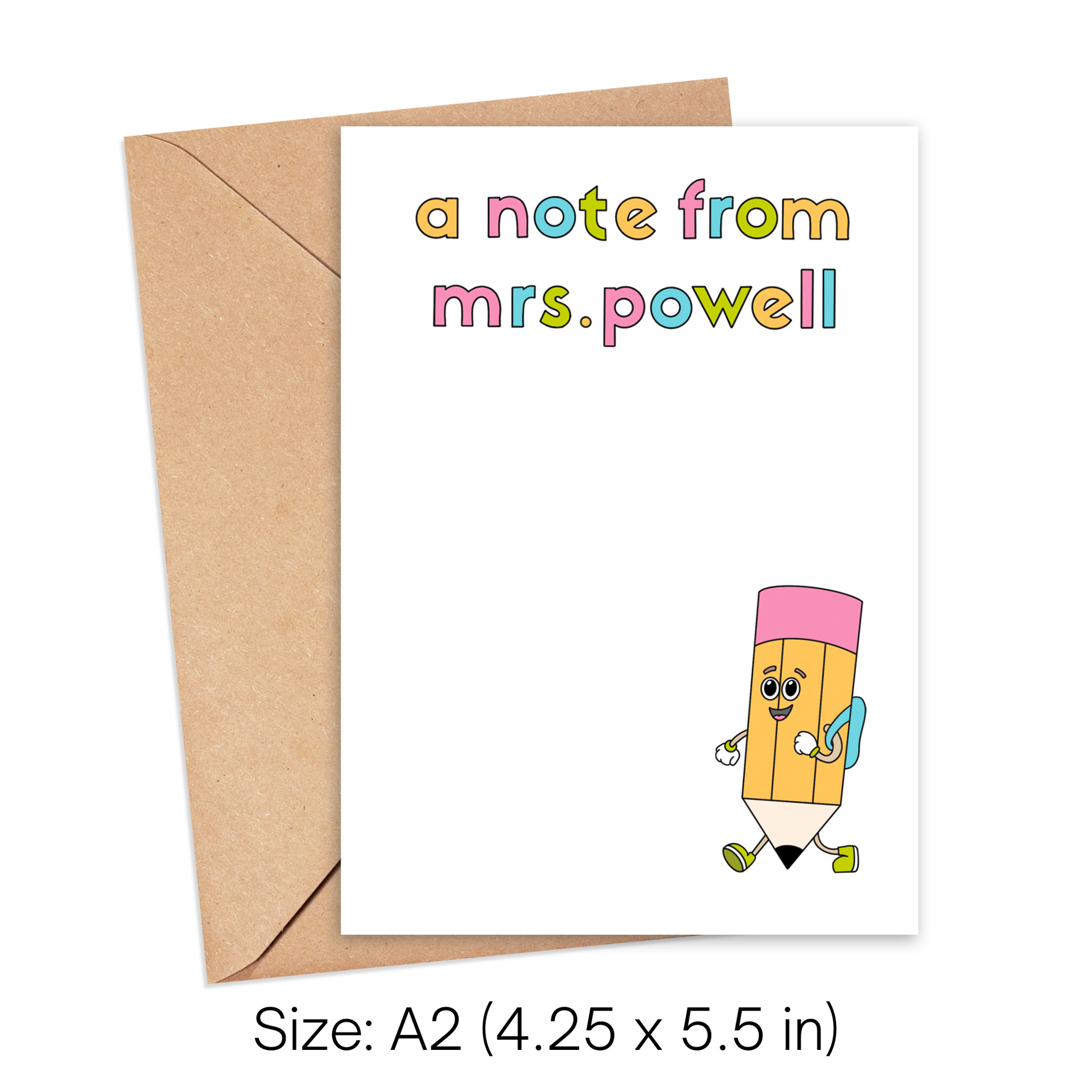 Personalized Pencil Cartoon Stationery, Set of 10 Notecards Simply Happy Cards