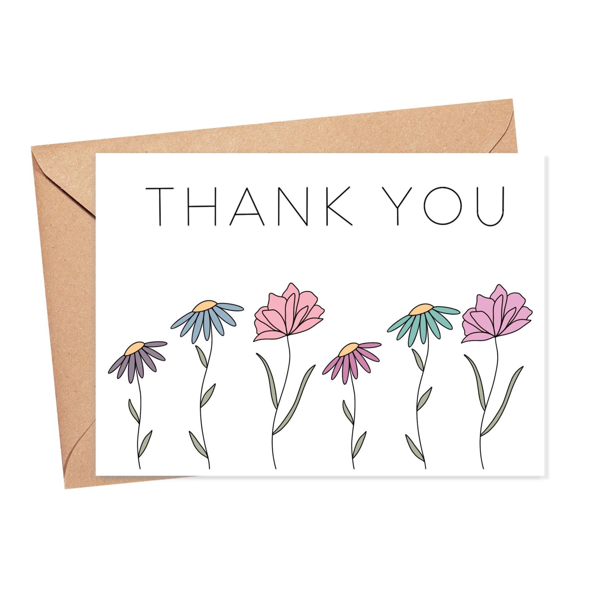 Thank You Colorful Flowers Card Simply Happy Cards