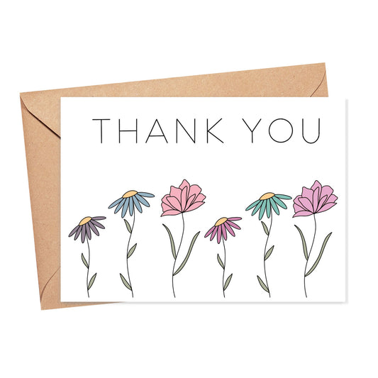 Thank You Colorful Flowers Card Simply Happy Cards
