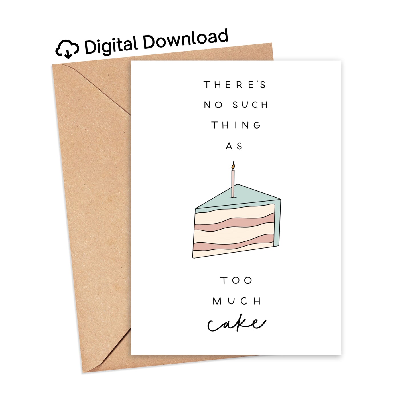DIGITAL There's No Such Thing As Too Much Cake Card Simply Happy Cards