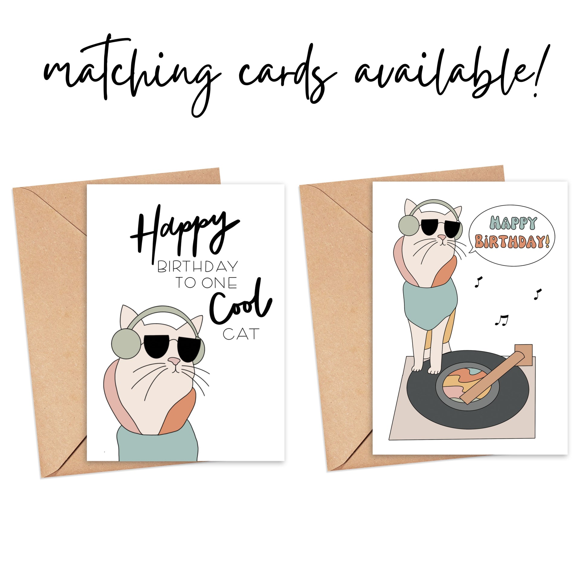 Cat DJ Sticker (3x1.5 in) Simply Happy Cards