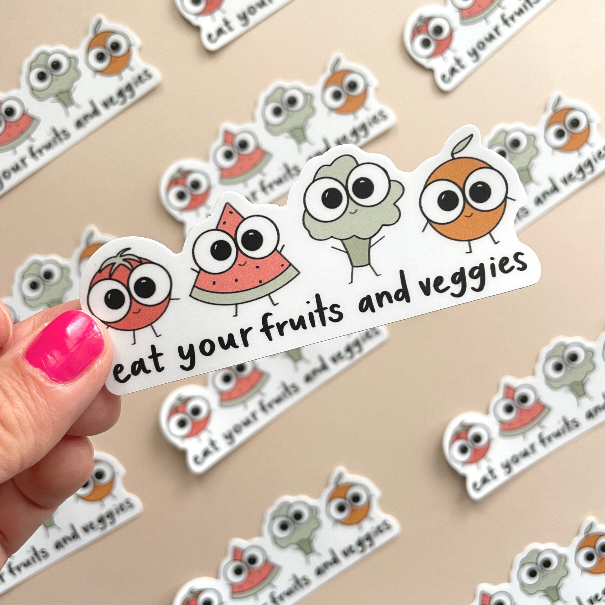 Eat Your Fruits and Veggies Sticker (3x1.5 in) Simply Happy Cards