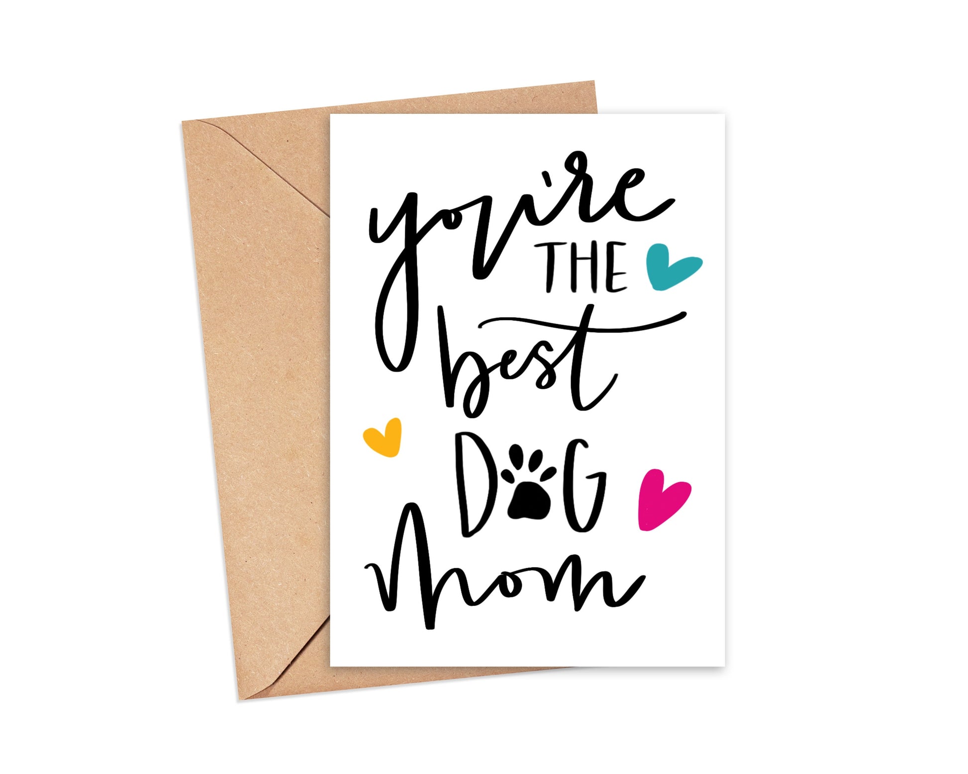 You're the Best Dog Mom Colorful Hearts Card Simply Happy Cards