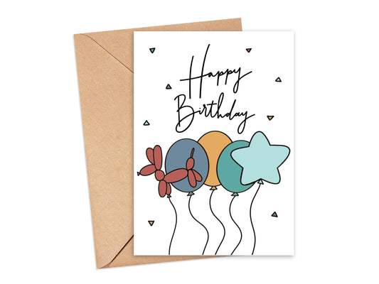 Happy Birthday Colorful Balloons Card Simply Happy Cards