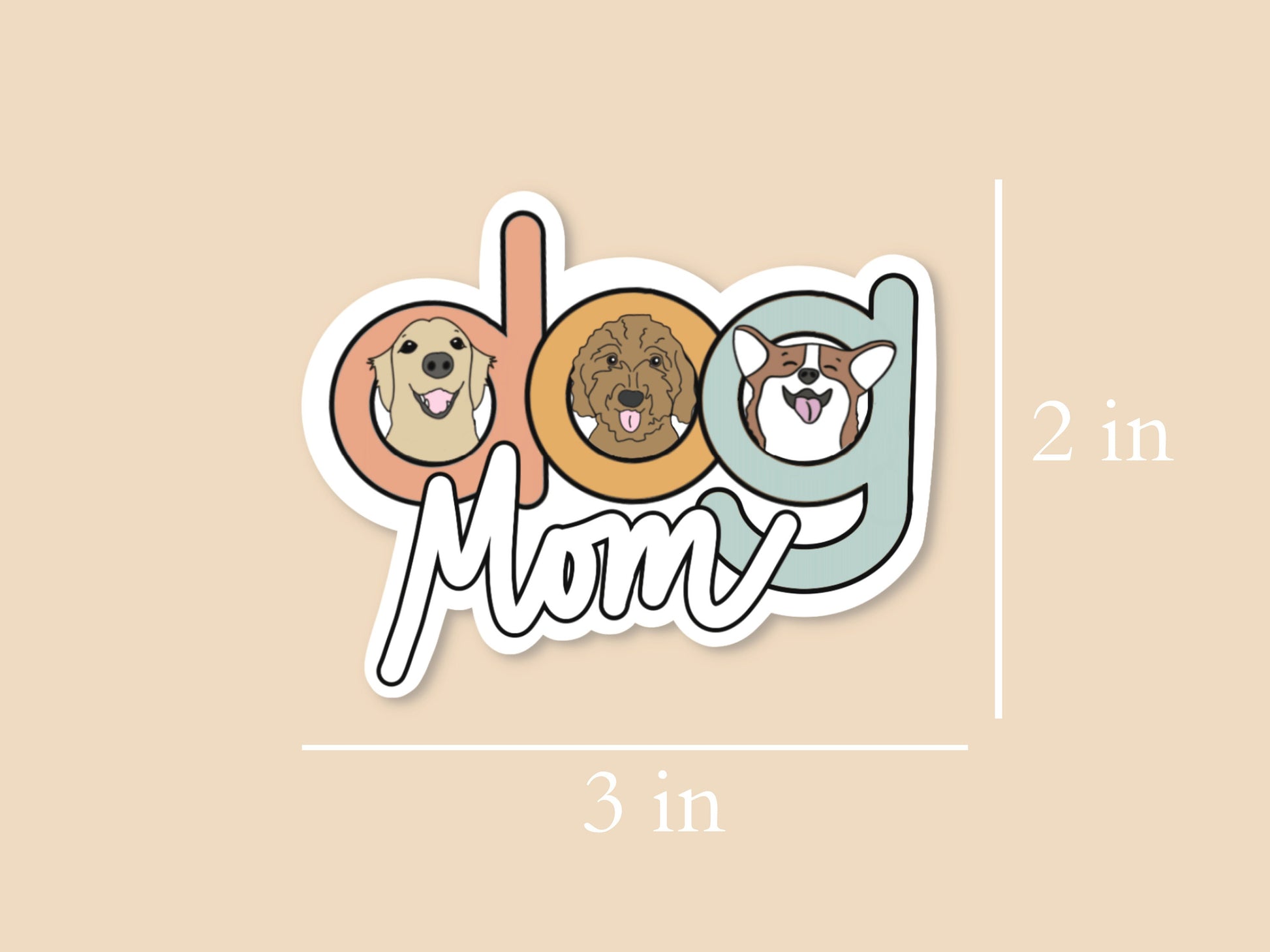 Dog Mom Sticker (3x2 in) Simply Happy Cards