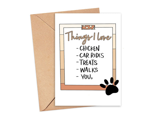 Things I Love Dog Card Simply Happy Cards
