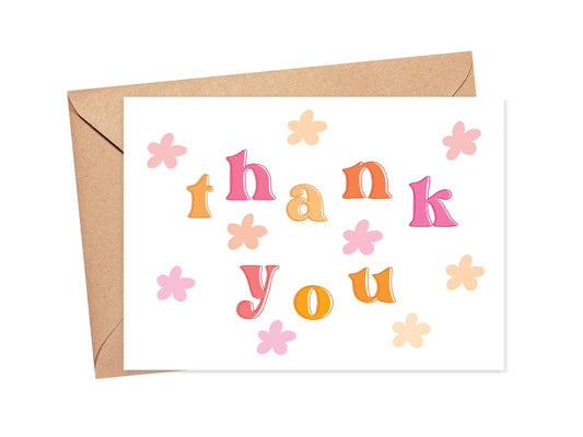 Pink and Orange Flower Thank You Card Simply Happy Cards