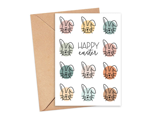 Happy Easter Colorful Bunnies Card Simply Happy Cards