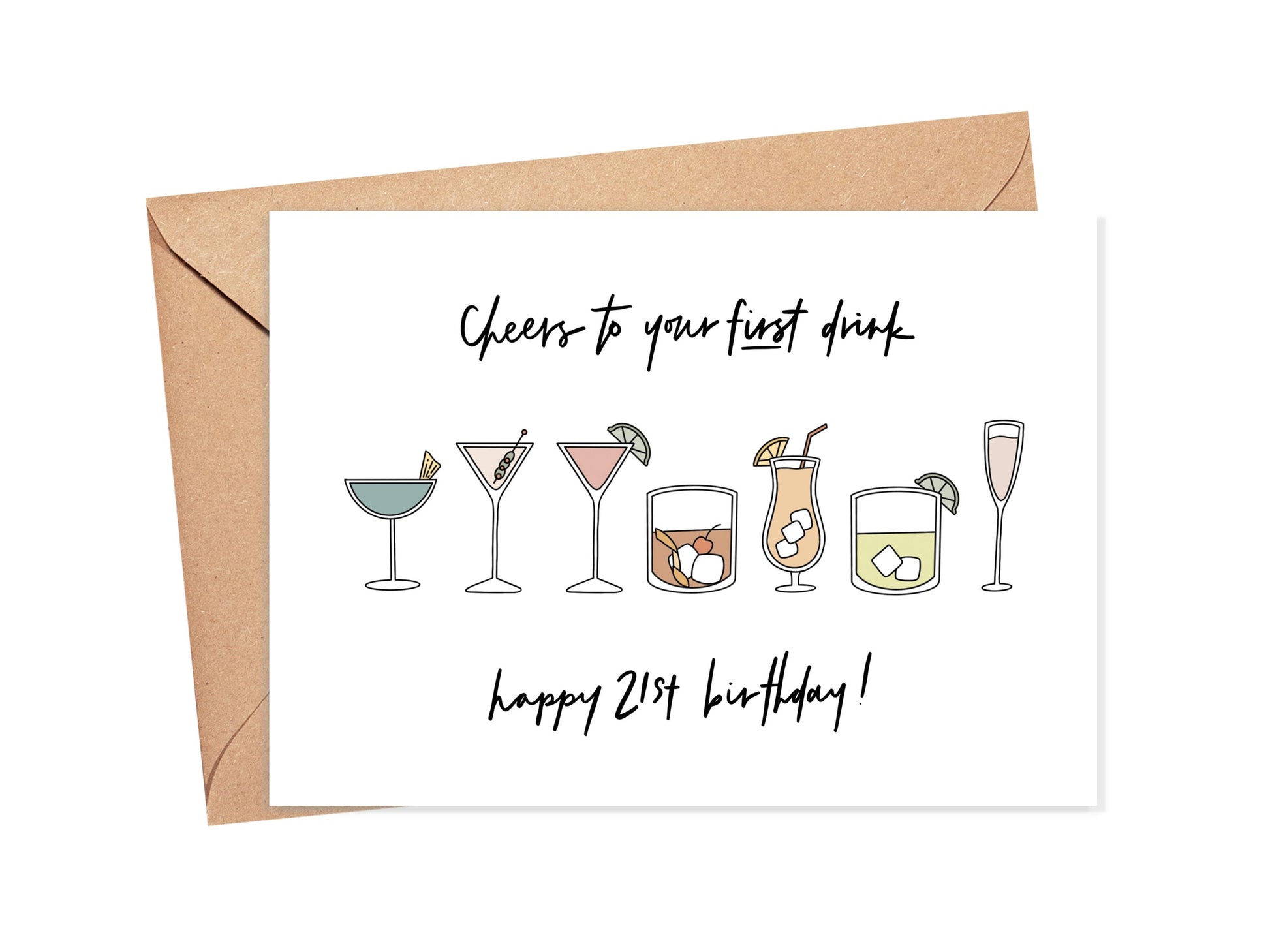 Cheers to Your First Drink 21st Birthday Card Simply Happy Cards