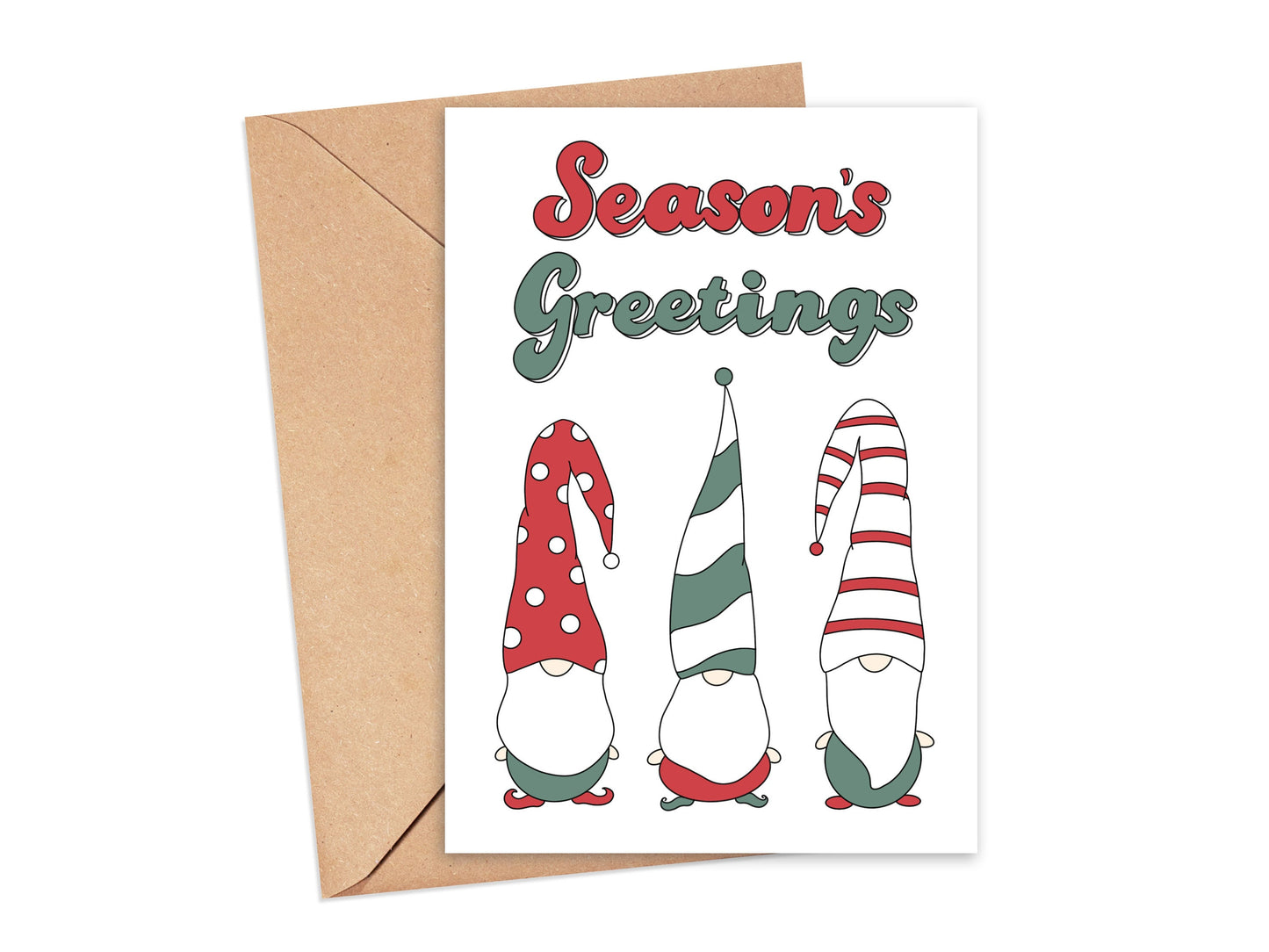 Season's Greetings Holiday Gnomes Card Simply Happy Cards