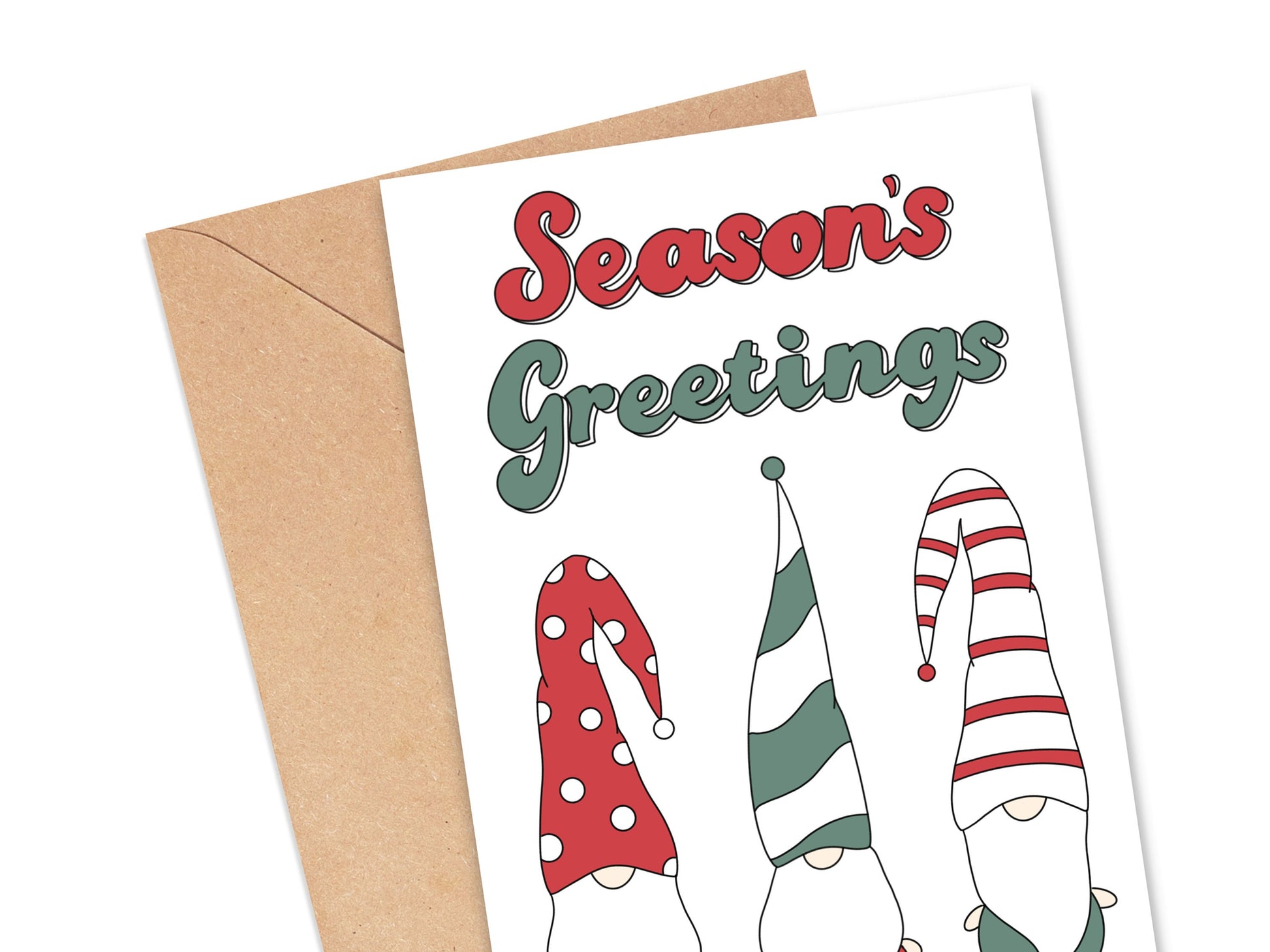 Season's Greetings Holiday Gnomes Card Simply Happy Cards