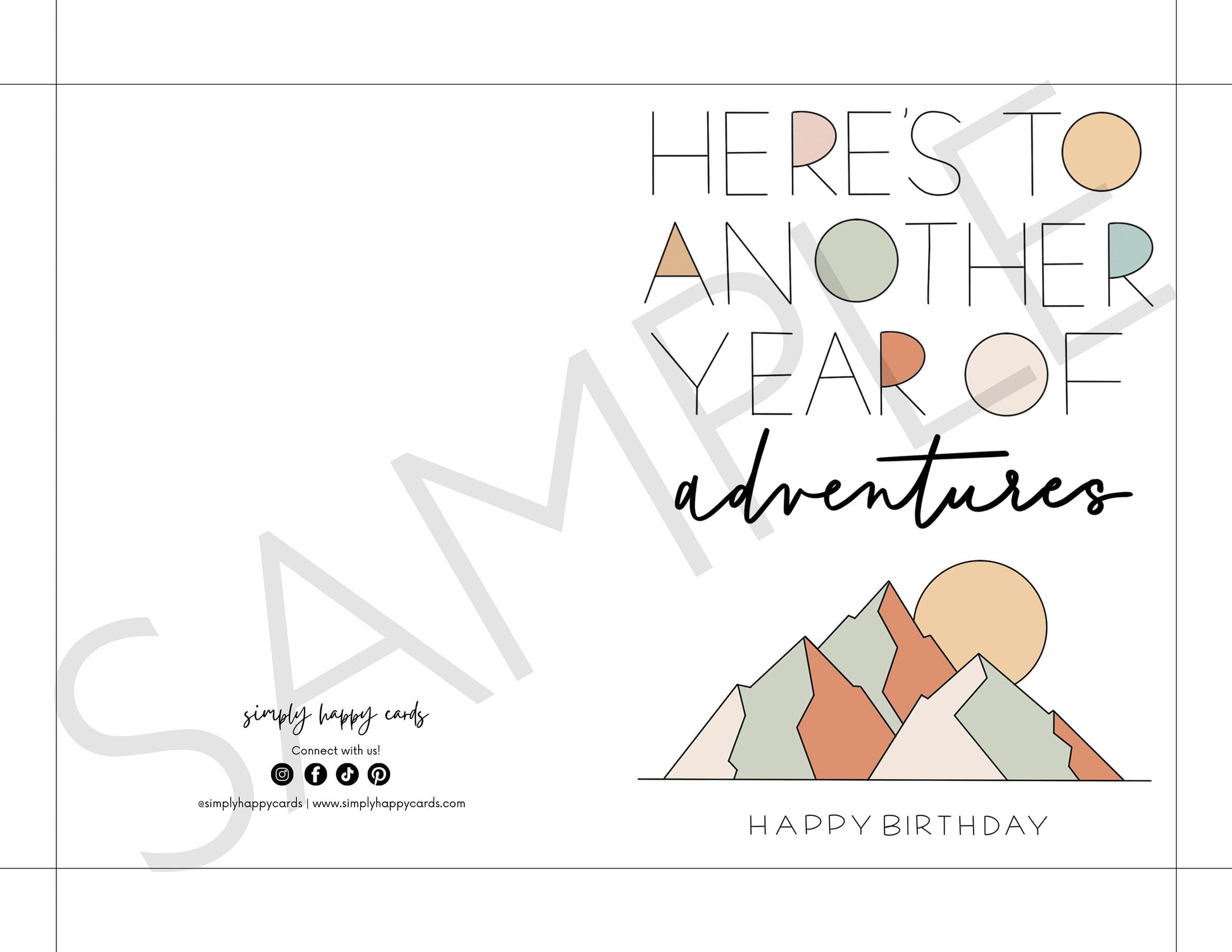 DIGITAL Here's to Another Year of Adventures Birthday Card Simply Happy Cards